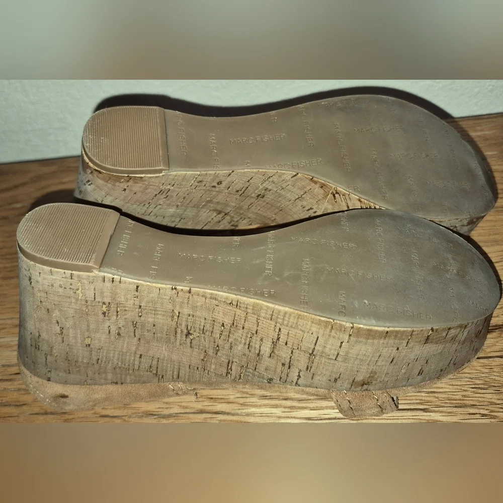 Marc Fisher Cork Wedge Slide, Tan/Neutral